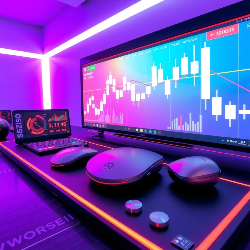 Abstract futuristic trading visualization with neon accents